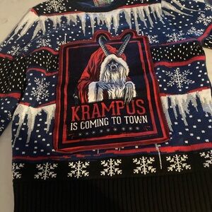 Festive Krampus Crewneck Sweater - Black, Blue, and Red